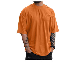 Vente en gros de t-shirts surdimensionnés vintage personnalisés de haute qualité pour hommes, vêtements décontractés en jersey de 240 grammes en couleurs unies - Product Image 1