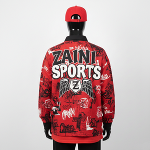 Maillot de rugby pour homme, tissu en polyester et élasthanne de haute qualité, 260 GSM, rouge et noir, impression intégrale, logo personnalisé, évacuation de l'humidité - Product Image 2