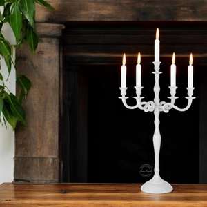 Candélabre en aluminium à 5 bras fini blanc de meilleure qualité pour la décoration de table d'anniversaire et de mariage à la maison - Product Image 1