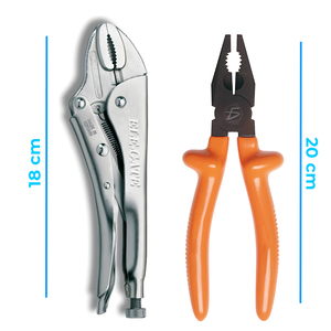 Set di Pinze in Acciaio al Carbonio Fai-da-Te, Inclusi Pinze a Becco Dritto e Pinze Autobloccanti con Superficie Dentellata, Certificate VDE - Product Image 5