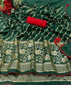 Sarees de Seda y Algodón Artísticos al por Mayor para Mujeres Adultas, Lavables, de Limpieza en Seco, India, Pakistán, Talla Completa, Étnicos para Boda 500 5634 - Product Image 5