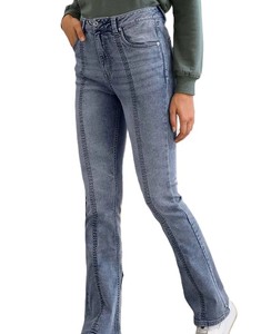 El Mejor Precio de vaqueros elásticos de cintura alta para mujer, pantalones vaqueros de pierna ancha para mujer, pantalones vaqueros acampanados de talla grande para mujer con bolsillos cómodos - Product Image 6