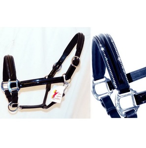 Fancy Leather Grooming Halter es de Working, que cuenta con herrajes de latón con costuras elegantes de colores - Product Image 4