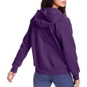 Zip up femmes coton sweats à capuche unis 260 grammes français Terry Streetwear fille à capuche en gros vêtements d'hiver coton mode sweats à capuche - Product Image 3