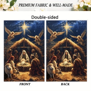 Drapeau de jardin personnalisé double face en polyester durable, scène de la Nativité, décoration extérieure idéale pour Noël, sans mât - Product Image 4