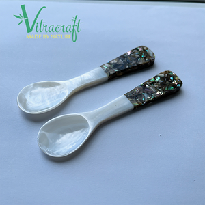 Cuillères à caviar artisanales de nouveau style La cuillère à caviar combine le mica en plastique et la nacre naturelle Sûr à utiliser Taille 10cm - Product Image 2