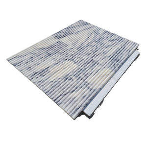 Carrelage en calcite rainurée lilas, finition polie, avec veines grises, design moderne pour décoration murale ou de comptoir - Product Image 3