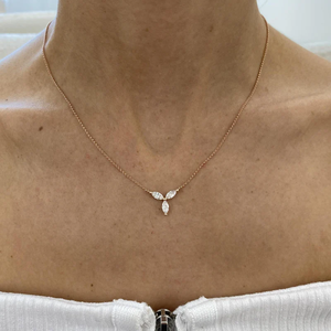 Elegante Marquesa IGI certificado VVS laboratorio cultivado diamante 14K oro sólido flor COLLAR COLGANTE joyería fina para mujeres de la India - Product Image 1