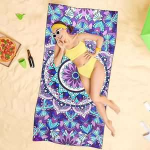 Toallas de Playa y Piscina de Lujo Ecológicas de Alta Calidad, Personalizables, Nuevas, Ligeras, de Secado Rápido, de Algodón Estampado con Diseño de Cuadros - Product Image 4