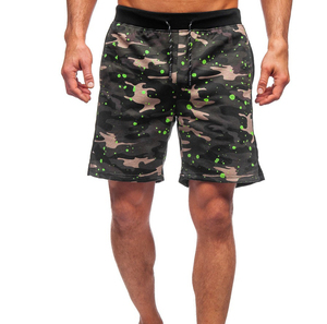 Shorts de jogging en toile à cordon de serrage pour homme, coupe classique, décontractés, taille élastique, poches, grande taille, motifs tendance - Product Image 1