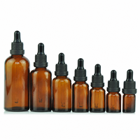 Flacon compte-gouttes rond en verre ambré vide de 5 ml à 200 ml avec bulbe en caoutchouc noir pour huiles essentielles, sérums et cosmétiques – Vente en gros