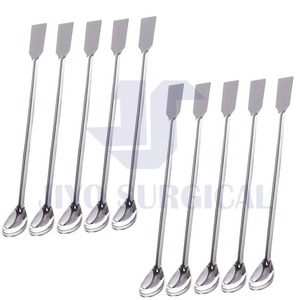 Espátula de acero inoxidable de calidad superior de 14cm Cuchara plana de un extremo para pruebas de laboratorio médico Personalización OEM compatible - Product Image 3