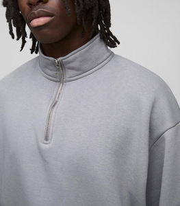 Haute qualité 100% coton français éponge Quater fermeture éclair col montant sweat personnalisé brodé Logo pull à capuche pour hommes - Product Image 6