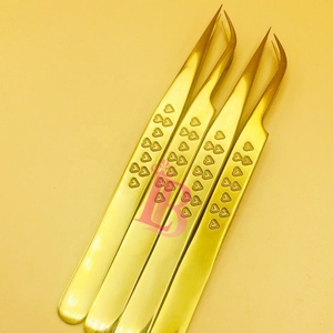 Pinzas para Pestañas Nuevas, Pinzas Profesionales para Extensión de Pestañas de Mink, Pinzas Doradas con Forma de Corazón, Logotipo de Pestañas Planas, Oferta de Alta Calidad - Product Image 5