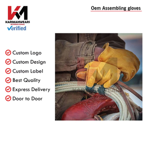Guantes de trabajo de cuero protectores OEM para construcción y almacén Guantes de trabajo de cuero a precio de fábrica Diseño personalizado OEM - Product Image 4
