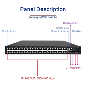 Commutateurs Poe 48 ports avec 4 ports SFP <span class=keywords><strong>10</strong></span> <span class=keywords><strong>Gb</strong></span>, commutateur Ethernet Acorid, gestion de la convergence, prise en charge du VLAN, gestionnable en L3, <span class=keywords><strong>10</strong></span>/100/1000 Mbps - Product Image 6