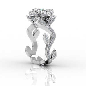 Bague de fiançailles ronde antique en moissanite à motif floral, alliance de mariage élégante de style vintage - Product Image 1