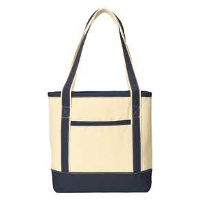 Durable Daily <b>Medium</b> Cotton Canvas Tote <b>Bags</b> Two-Tone Design Letters Long Zipper Eco-Friendly Reusable Advertising <b>Gift</b> - Product Image 5