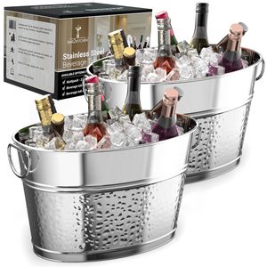Bañeras, 2 cubos de hielo de metal para barra de cócteles, cubos de bebida de cerveza de vino de 3 galones con asas, Enfriador de bañera grande - Product Image 5