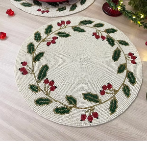 <b>Circular</b> Glass Beaded Runners <b>Placemats</b> Set Handmade with American Design Eco-Friendly for Kitchen Use Modern Quality - Product Image 1