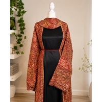 Ensemble Abaya de Luxe Brodé Style Indien à Col Ouvert pour Femme, Robe Modeste Musulmane pour l'Aïd, Mariage, Fête, OEM
