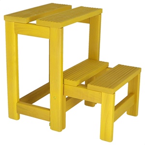 Sgabello in Legno a 2 Gradini WELL HOME 32x23x40 cm Finitura Gialla - Product Image 6