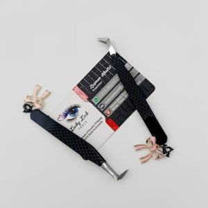 Pinces à cils de précision en acier inoxydable noir brillant, pinces à cils avec charmes en forme d'arc, étiquette privée personnalisée, poignées en diamant, pinces à cils à 90 degrés - Product Image 4