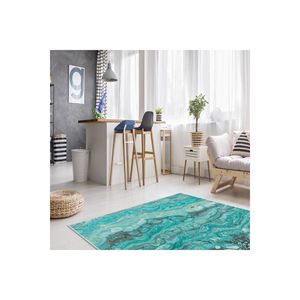 Tapis imprimé numérique marbré turquoise pour adolescent motif de couloir Rectangle pour chambre et salon décoration tapis de maison - Product Image 2