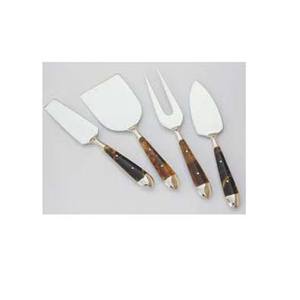 Ensemble de fromage de luxe en acier inoxydable poli argenté Ensemble de fromage de table à manche en corne fait main royal - Product Image 1