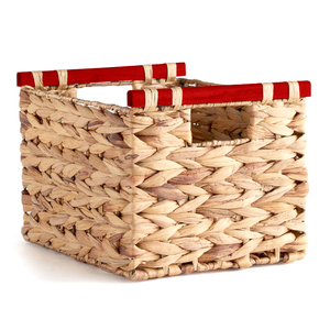 Panier de rangement pliable en jacinthe d'eau tissé à la main, écologique, avec doublure intérieure, pour les saisons - Product Image 4