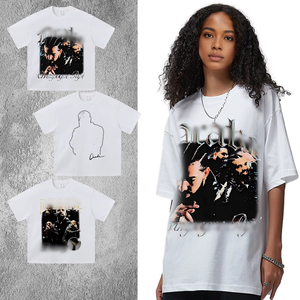 Camisetas de Hip Hop al por Mayor, Blancas, Estampadas, de Alta Calidad, 100% Algodón, Cuello en V, Unisex, Personalizadas, 210g - Product Image 4