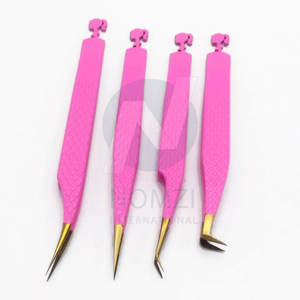 Ensemble de pinces à épiler pour extensions de cils en acier inoxydable de qualité professionnelle, à pointe pointue à 90 degrés, avec poignée en fibre diamantée, OEM/ODM - Product Image 4