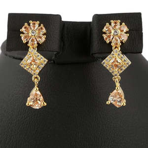 Conjunto de Joyería con Diamantes Americanos - Color Durazno y Dorado - Product Image 2