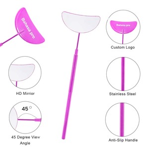 Espejo Cosmético de Acero Inoxidable Color Rosa en Forma de Luna, Espejo de Maquillaje y Extensión de Pestañas, Herramientas de Belleza de Bahasa Pro - Product Image 4