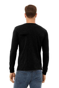 <b>Black</b> <b>Men's</b> <b>Long</b> <b>Sleeve</b> Crew Neck <b>T</b> <b>Shirt</b> Regular Fit Cotton Jersey Fabric Lightweight Casual Top for Everyday Apparel Supply - Product Image 3