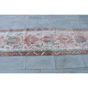 3.2x12.8 ft Rug, Turkish Vintage Rug, <b>Red</b> <b>Wool</b> Rug - Product Image 5