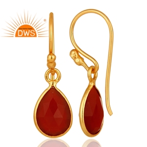 Latest Design Sterling Silver Natural <b>Red</b> Onyx Gemstone Dangle <b>Earring</b> Jewelry for Women Gift for Her - Product Image 3