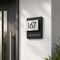 Plaque de porte personnalisée moderne à double couche pour numéro de maison, adresse, nom de villa, extérieur