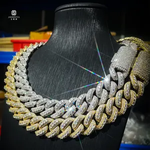 Nueva Cadena Cubana de Lujo HipHop de 22mm con Moissanita Iced Out, Plata de Ley S925 Bañada en Oro Rosa, Eslabones Elevados, para Hombre, Estilo Bling - Product Image 2