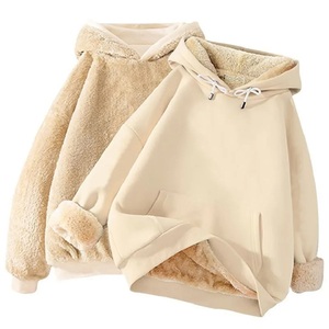 Sudadera con capucha interior de Cachemira de cordero de lana para mujer - Product Image 1