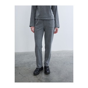 Pantalones de punto de pierna recta y cintura media para mujer con cintura elástica sin forro multicolor - Product Image 5