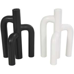 Coastal Design 3-Arch Abstrait Blanc Noir Fer Vases À Fleurs Nouvelle Collection 7 "W X 10" H Top-Table Set 2 Vases En Métal Pas Cher - Product Image 1