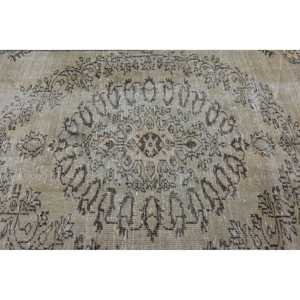 4.2x9.2 ft Area Vintage Rug, Turkish Rug, <b>Brown</b> Gray Striped <b>Wool</b> Rug - Product Image 4