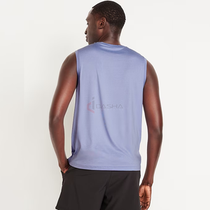 Vente en gros de débardeurs en coton 210GSM personnalisés pour hommes, t-shirts vierges sans manches à col rond de haute qualité pour l'entraînement de fitness et de gym, fabricant - Product Image 2