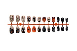 HYC-DY-607 Faux Ongles Réutilisables à Couverture Complète Effet Lumineux Halloween (Araignée, Citrouille, Chauve-souris, Château) 24 Pièces - Product Image 6