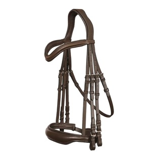 Brida de Cuero Premium para Caballo, Estilo Inglés, con Corona Acolchada, Muserola y Diadema, Doble Hebilla, Arnés Ecuestre para Caballo - Product Image 1