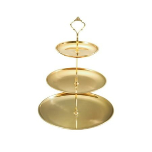 Luxurious Brass Gold Plated 3 <b>Tier</b> <b>Cake</b> <b>Stand</b> for Tabletop Birthday Party Tabletop <b>Cake</b> Serving Use Round Shape <b>Cake</b> <b>Stand</b> - Product Image 5