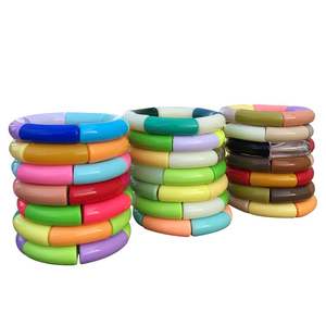 MATÉRIAUX Bijoux Résine Acrylique Bracelet Bracelet Exagéré Éblouissant Multicolore Large Irrégulier Carré Acrylique Bracelets Femmes - Product Image 1