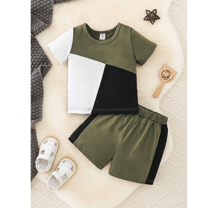 เสื้อยืดแขนสั้นผ้าฝ้ายและผ้าลินินสำหรับเด็กผู้ชายชุดสองชิ้นสำหรับฤดูร้อนสินค้าส่งออกจาก BD - Product Image 3