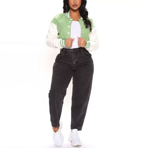 เสื้อแจ็กเก็ตผ้าถักสำหรับผู้หญิงเสื้อครอปเบสบอลกลางแจ้งวิ่งวิ่งออกกำลังกายดีไซน์แบบทอทอทอ - Product Image 1